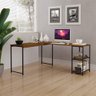 Mesa em L com Prateleira Office em Mdf Estilo Industrial Klm Store - 2