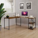 Ver imagem 2 de Mesa em L com Prateleira Office em Mdf Estilo Industrial Klm Store