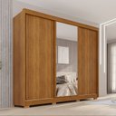 Ver imagem 1 de Guarda-Roupa Casal com Pés e Espelho 3 Portas 4 Gavetas 100% MDF Ipanema Marrom/Cinamomo