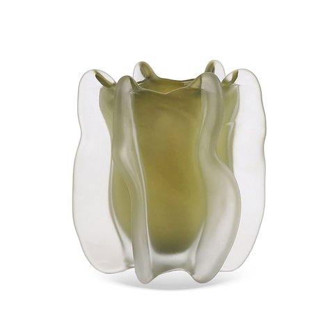 Vaso Decorativo Orgânico em Vidro Verde Fosco 16cm LR0060 Btc