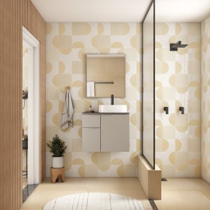 Gabinete para Banheiro em Aço com Tampo de Vidro