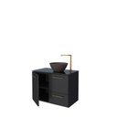 Ver imagem 2 de Gabinete para Banheiro em Aço com Tampo de Vidro Preto
