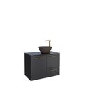 Ver imagem 3 de Gabinete para Banheiro em Aço com Tampo de Vidro Preto