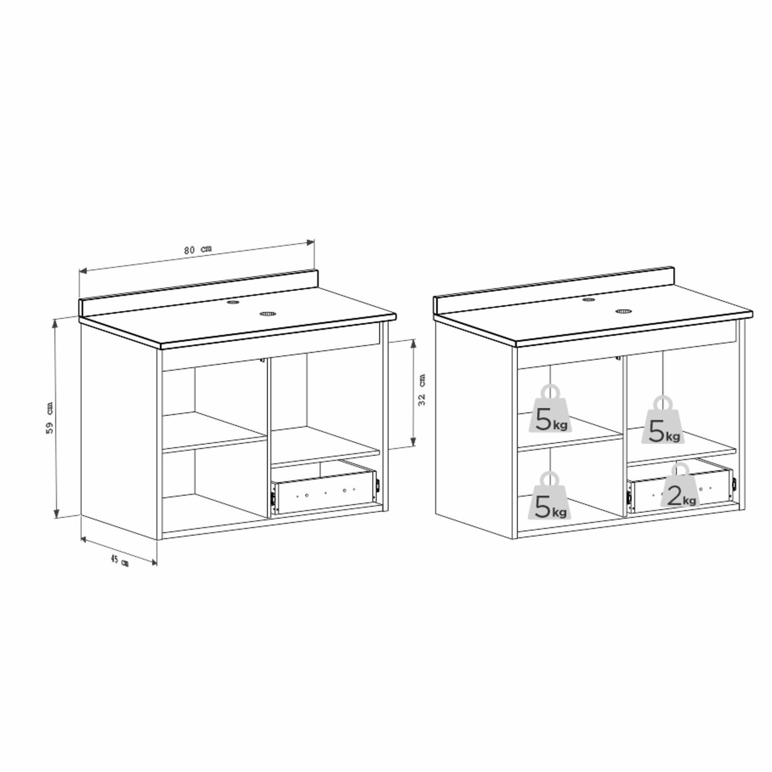 Gabinete para Banheiro com Tampo de Mármore Petúnia - 4