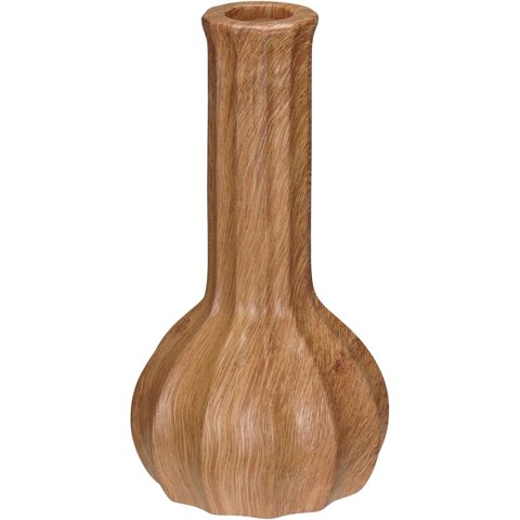 Castiçal Porta Vela Suporte Home&co Cerâmica 17x9x9cm Estilo Madeira