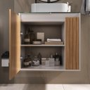 Ver imagem 2 de Gabinete para Banheiro Ripado com Tampo de Vidro