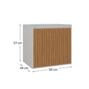 Ver imagem 3 de Gabinete para Banheiro Ripado com Tampo de Vidro Bege/Nude/Jequitiba
