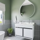 Ver imagem 1 de Gabinete/toucador para Banheiro Paula 80cm Branco com Cuba Esculpida em Porcelanato