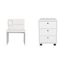 Ver imagem 2 de Conjunto 2 Peças com Escrivaninha Moderna com Painel e Nicho e Gaveteiro Organizador com 3 Gavetas Branco Artany