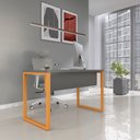 Ver imagem 1 de Mesa Madeira M120/60P25TUB 120cm Industrial Grafito e Laranja Picasso Cinza