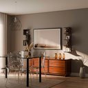 Ver imagem 3 de Prateleira de Canto Lyra 4 Nichos Decorativos Nogal para Sala Quarto Livros