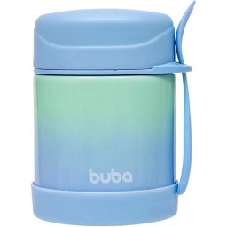 Pote Térmico Infantil Buba com Talher Aço Inoxidável - 320 Ml - Azul Degradê - 1