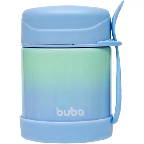 Pote Térmico Infantil Buba com Talher Aço Inoxidável - 320 Ml - Azul Degradê