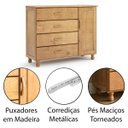 Ver imagem 5 de Cômoda 4 Gavetas 1 Porta 100% Madeira Maciça Ariel Carvalho