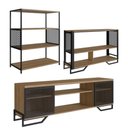 Ver imagem 3 de Rack Aparador e Estante para Sala Industrial 2 Portas 2 Prateleiras Metal e MDP Preto com Mel Placa