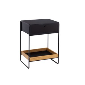 Mesa Cabeceira Liz Apoio Cama Quarto Mesinha Canto Studio Metal Madeira Preto