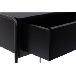 Mesa Cabeceira Liz Apoio Cama Quarto Mesinha Canto Studio Metal Madeira Preto - 5