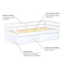 Ver imagem 4 de Cama Solteiro Slim Rb com 02 Gavetas Madeira Maciça Branco Housin