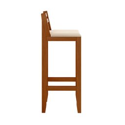 Conjunto 2 Banquetas em Madeira Maciça Alta 98 Cm com Encosto Ibiza - Malbec Assento Off White - 6