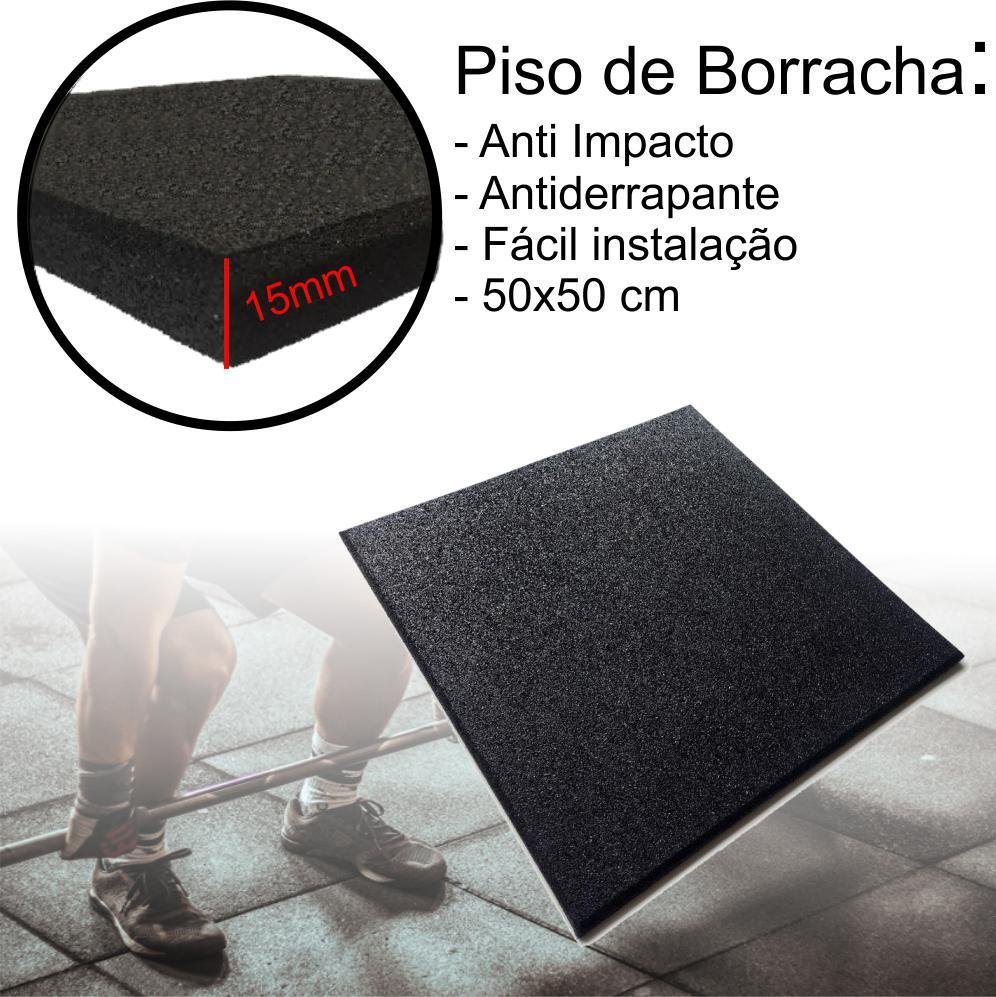 Piso Academia Emborrachado Preto Anti Impacto 50x50 Cm - 4