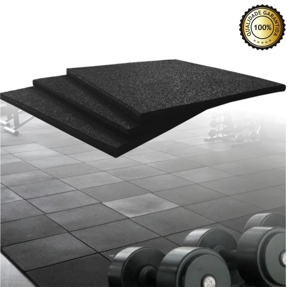 Piso Academia Emborrachado Preto Anti Impacto 50x50 Cm - 3