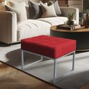 Ver imagem 7 de Puff Lisa Suede Base Metálica Industrial Prata Vermelho