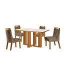 Ver imagem 2 de Conjunto de Jantar Mesa Florença 120CMX80CM Tampo MDF e Vidro com 4 Cadeiras Atena Marrom/Castanho Cinamomo/Pena Caramelo/Off White