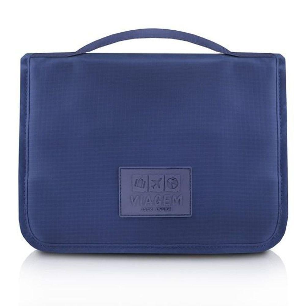 Necessaire com Gancho para Viagem Estampa Lisa Jacki Design Azul - 1