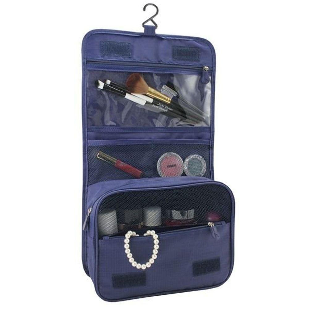 Necessaire com Gancho para Viagem Estampa Lisa Jacki Design Azul - 2