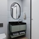 Ver imagem 1 de Gabinete/toucador para Banheiro 80cm Melissa com Cuba Esculpida em Porcelanato