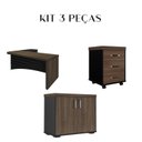 Ver imagem 4 de Kit 3 Peças com Mesa para Escritório Diretor em L Tamburato, Armário Baixo e Gaveteiro com Chave
