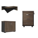 Ver imagem 7 de Conjunto 3 Peças com Mesa para Escritório Diretor em L Tamburato, Armário Baixo e Gaveteiro com Chave Charuto Preto Artany