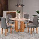 Ver imagem 1 de Mesa de Jantar 4 Lugares Juliete Mel/blonde/veludo Cinza 26282 - Viero Móveis