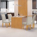 Ver imagem 1 de Mesa de Jantar 4 Lugares Bella Arizona com Vidro Ripado Cinamomo/off White/bege Claro - Cel Móveis