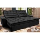 Ver imagem 1 de Sofá Retrátil e Reclinável 2,72m Molas Ensacadas Cama inBox Catar Velusoft Preto