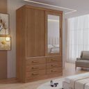 Ver imagem 1 de Guarda-Roupa 2 Portas de Correr com Espelho 6 Gavetas Meridian Gold Cinamomo