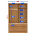 Ver imagem 3 de Guarda-Roupa 2 Portas de Correr com Espelho 6 Gavetas Meridian Gold Cinamomo