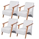Ver imagem 1 de Kit 4 Poltronas Venus 1 Lugar Braço Madeira Maciça Courino Unidecor Branco