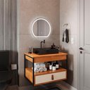 Ver imagem 2 de Gabinete Harley 1 Gaveta e Espelho Redondo Led 50cm Bivolt Nature/off White