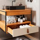 Ver imagem 5 de Gabinete Harley 1 Gaveta e Espelho Redondo Led 50cm Bivolt Nature/off White