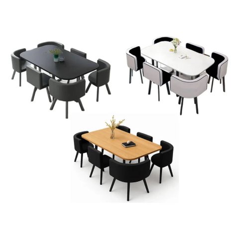 Mesa de Jantar Minimalista com 6 Cadeiras Compacta 145cm
