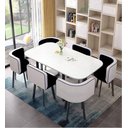 Ver imagem 4 de Mesa de Jantar Minimalista com 6 Cadeiras Compacta 145cm:bicolor/branco e Preto
