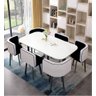 Mesa de Jantar Minimalista com 6 Cadeiras Compacta 145cm:bicolor/branco e Preto - 4