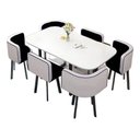 Ver imagem 1 de Mesa de Jantar Minimalista com 6 Cadeiras Compacta 145cm:bicolor/branco e Preto