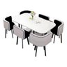 Mesa de Jantar Minimalista com 6 Cadeiras Compacta 145cm:bicolor/branco e Preto - 1