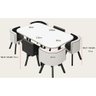 Mesa de Jantar Minimalista com 6 Cadeiras Compacta 145cm:bicolor/branco e Preto - 6