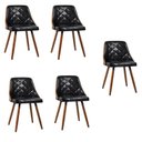 Ver imagem 1 de Kit 5 Cadeiras para Sala de Jantar Estofadas Milão Prata/Preto