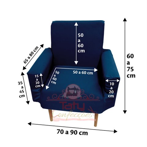 Capa Poltrona Sala.:azul-escuro