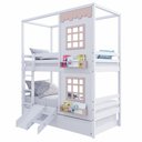Ver imagem 2 de Treliche Infantil Casinha Reta com 02 Janelas e Escorregador Madeira Maciça Branco/ Rosa