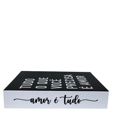Livro Caixa Fake para Decorar Branco/preto Amor É Tudo